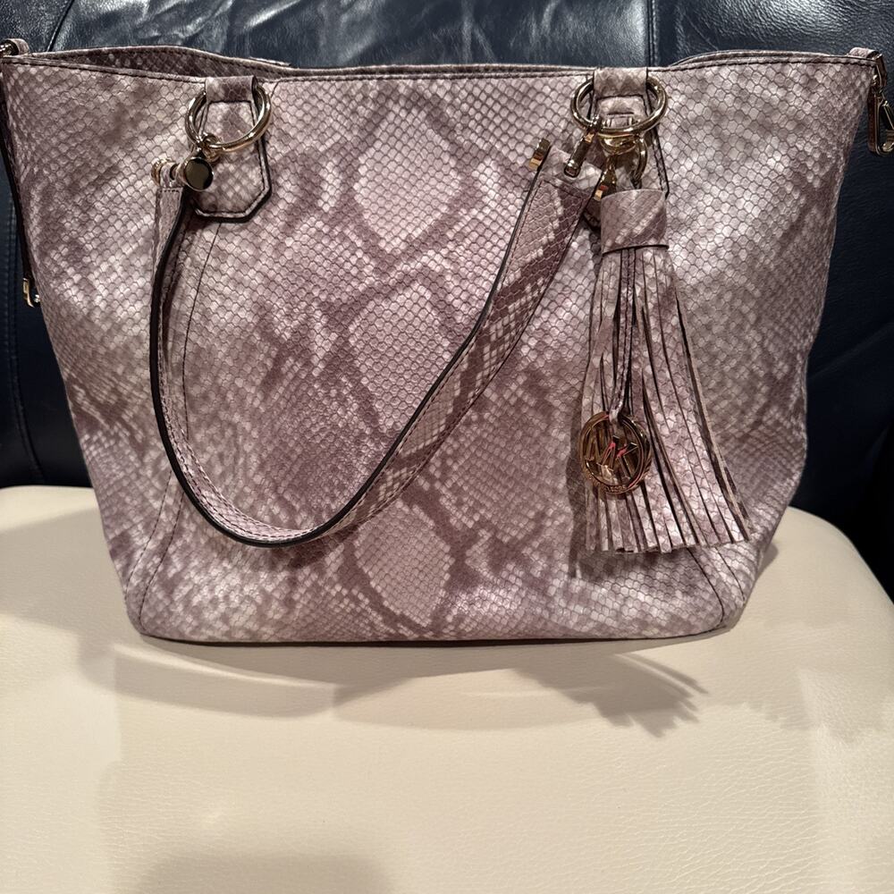 Michael Kors snake-embossed leather tote bag with gold-tone hardware